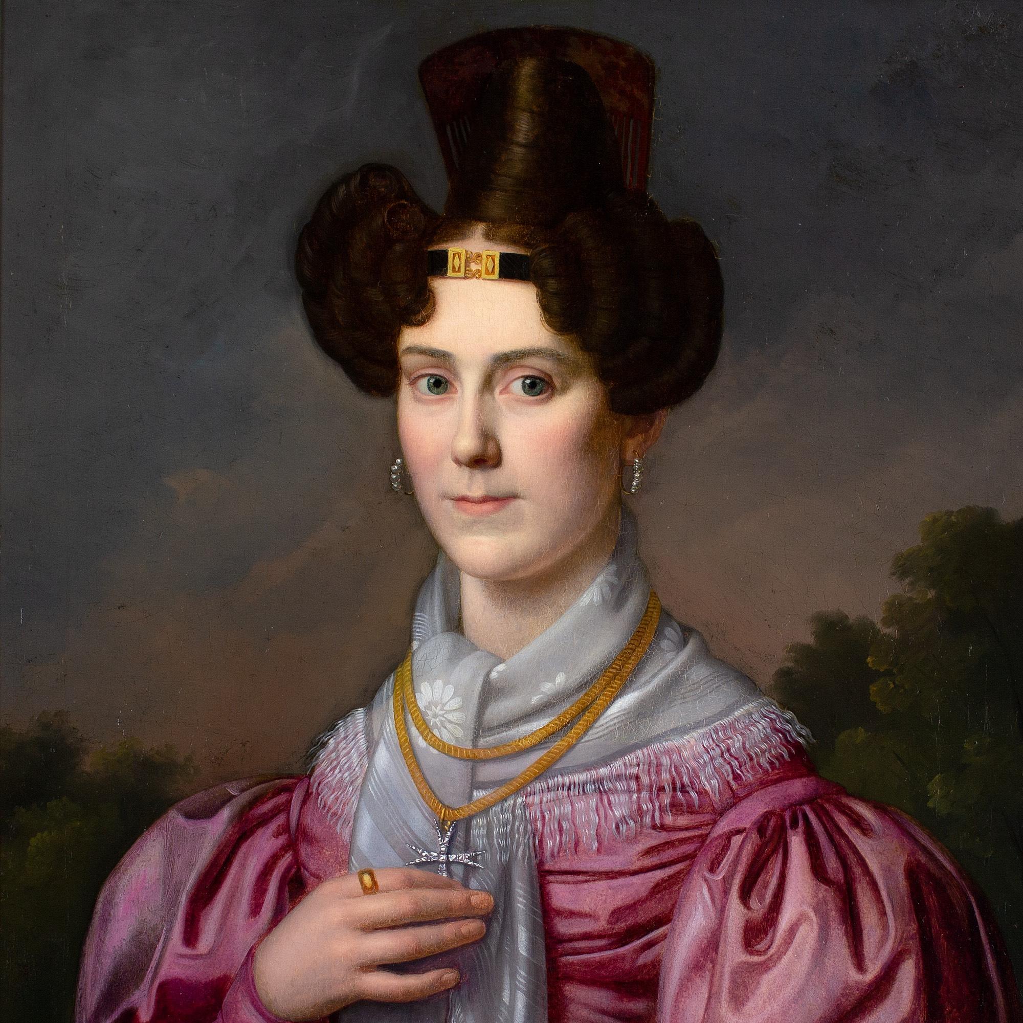 Franz Xaver Winterhalter (Circle), Portrait Of A Lady In A Pink Dress For Sale 4