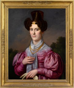 Franz Xaver Winterhalter (Circle), Portrait Of A Lady In A Pink Dress