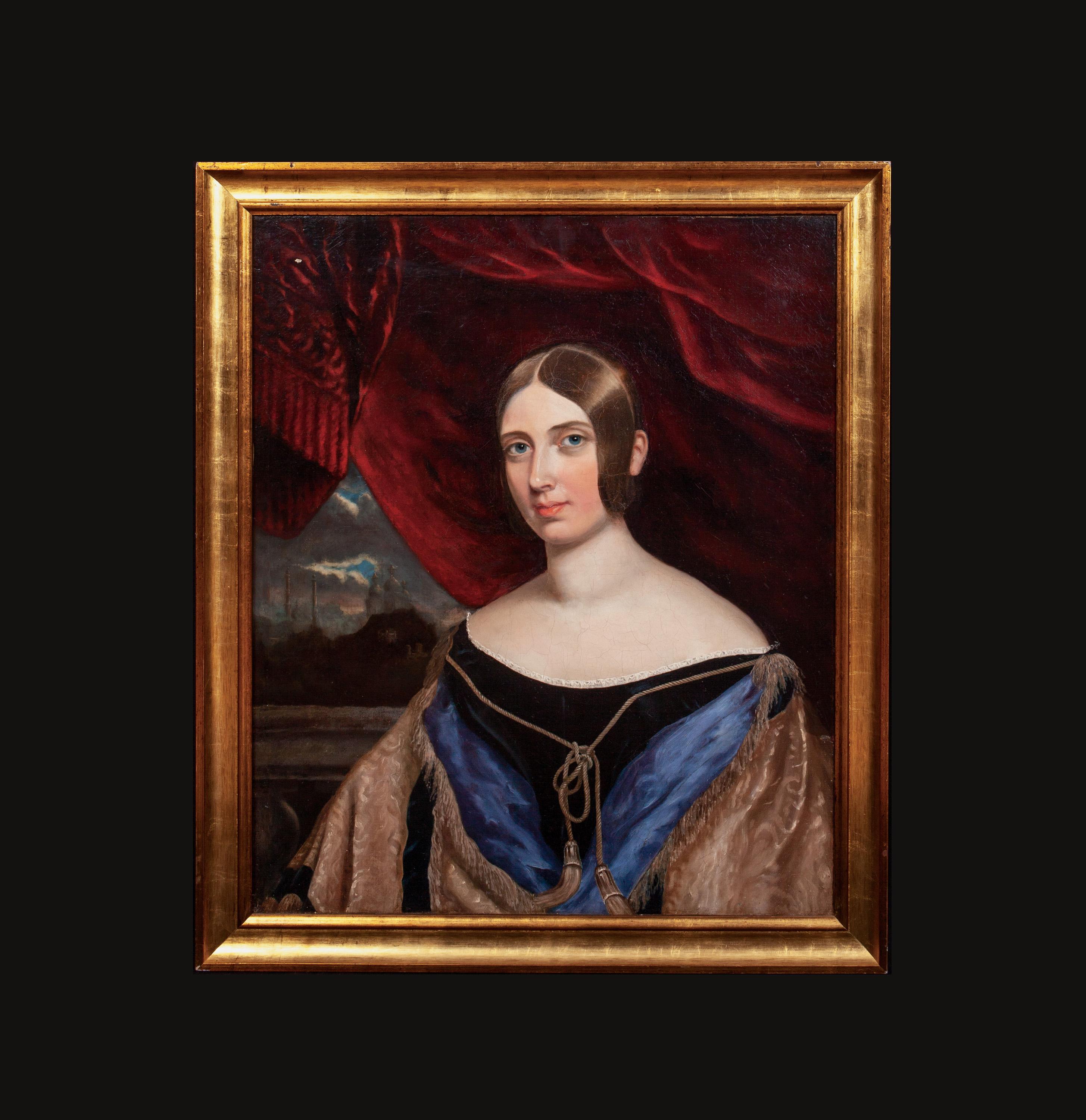Retrato De Una Joven Reina Victoria (1819-1901), Siglo XIX - Painting de Franz Xaver Winterhalter