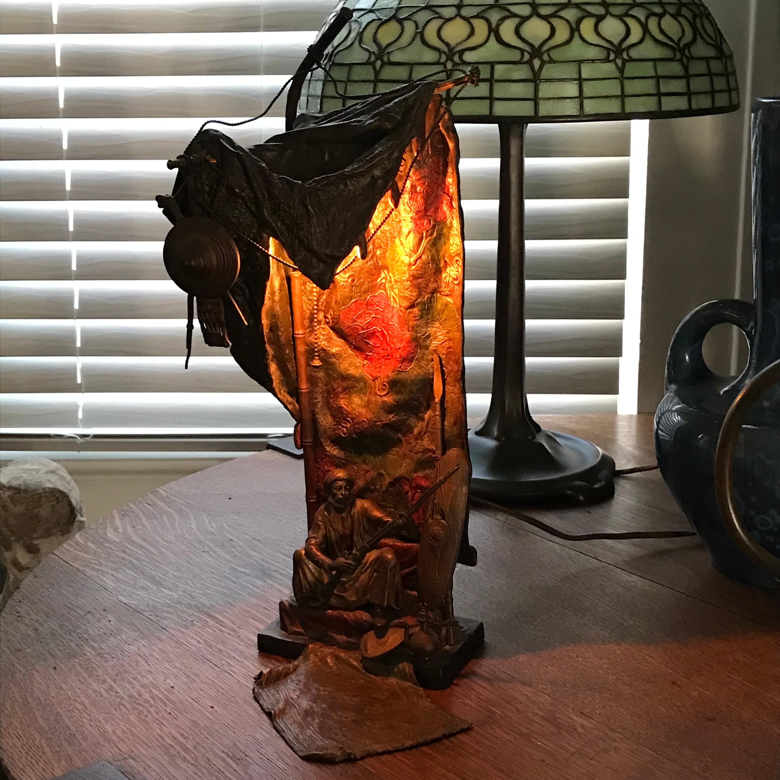 Franz Xavier Bergman (1861-1936) Cold Painted Bronze Table Lamp For Sale 4