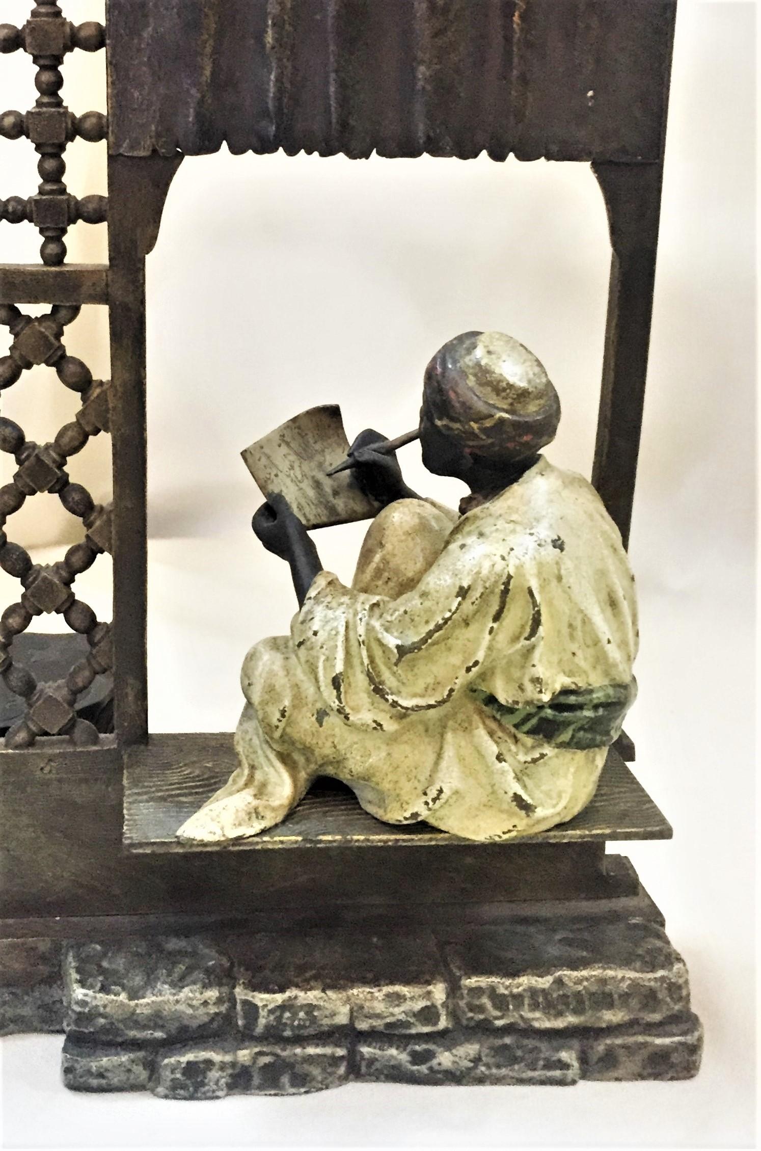 Franz Xavier Bergman Jugenstil Vienna Bronze Sculptural Desk Inkwell circa 1900s 1
