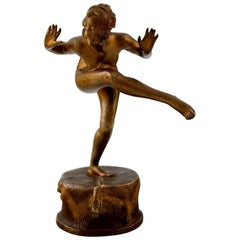 Style Franz Xavier Bergman, sculpture figurative en bronze, danseuse érotique