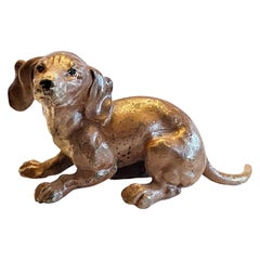 Franz Xavier Bergmann, a Dachshund, Miniature Vienna Bronze Sculpture circa 1900