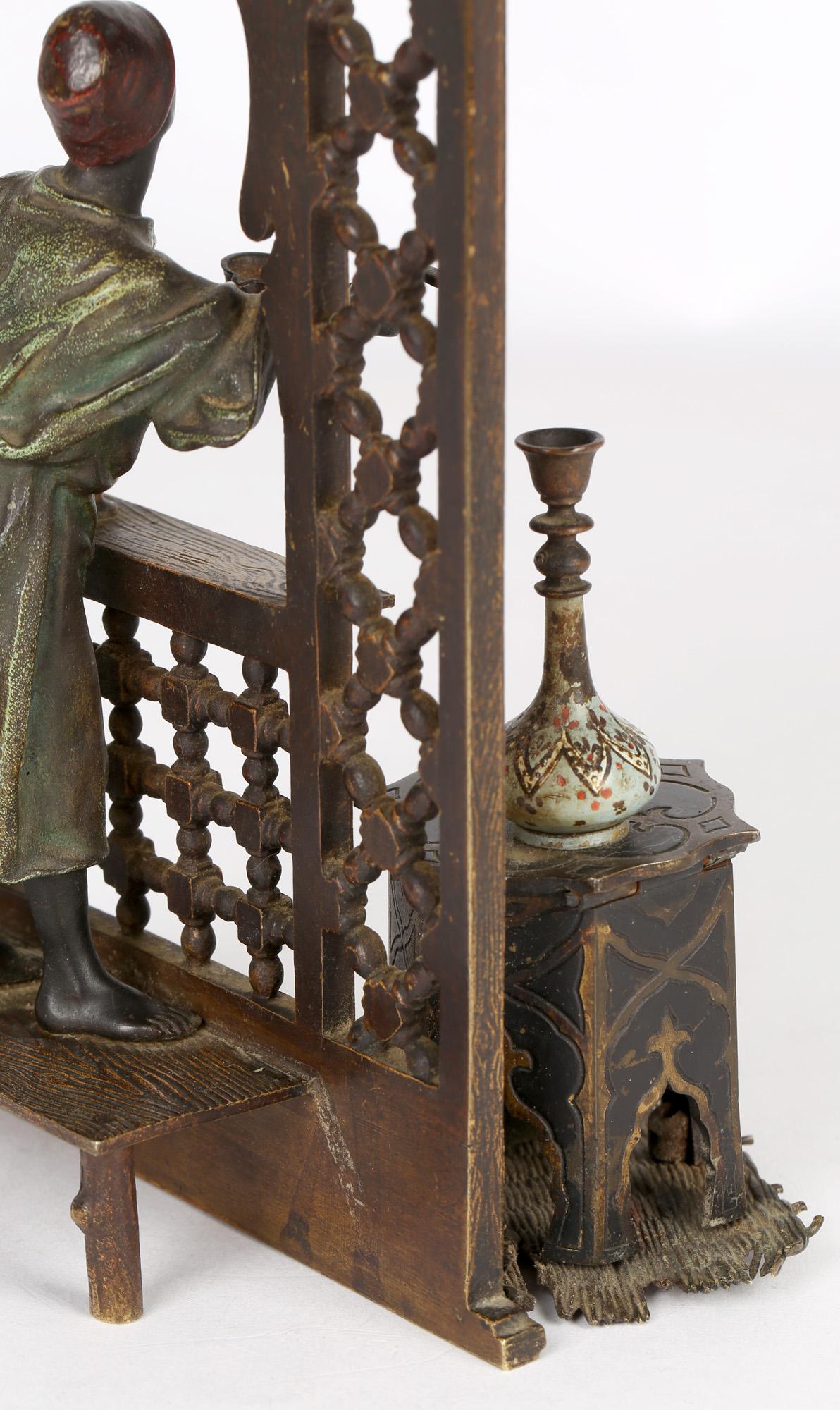 Franz Xavier Bergmann Austrian Cold-Painted Bronze Coffee Vendor Inkwell 5
