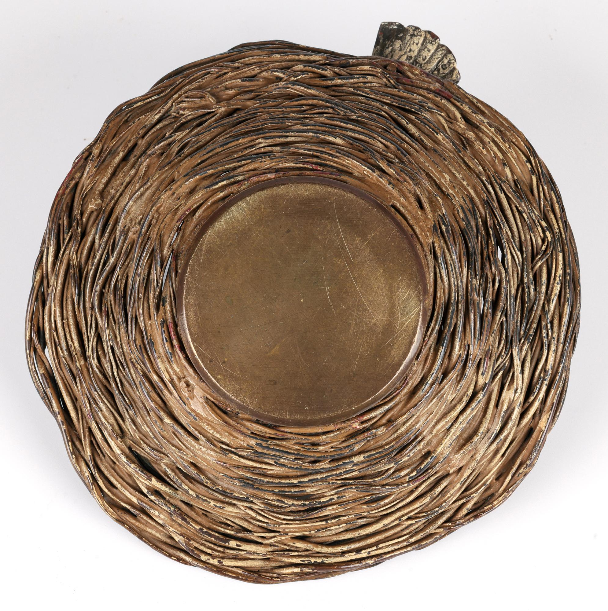 Franz Xavier Bergmann Bronze Cold Painted Bird on Nest Figure Bowl 3