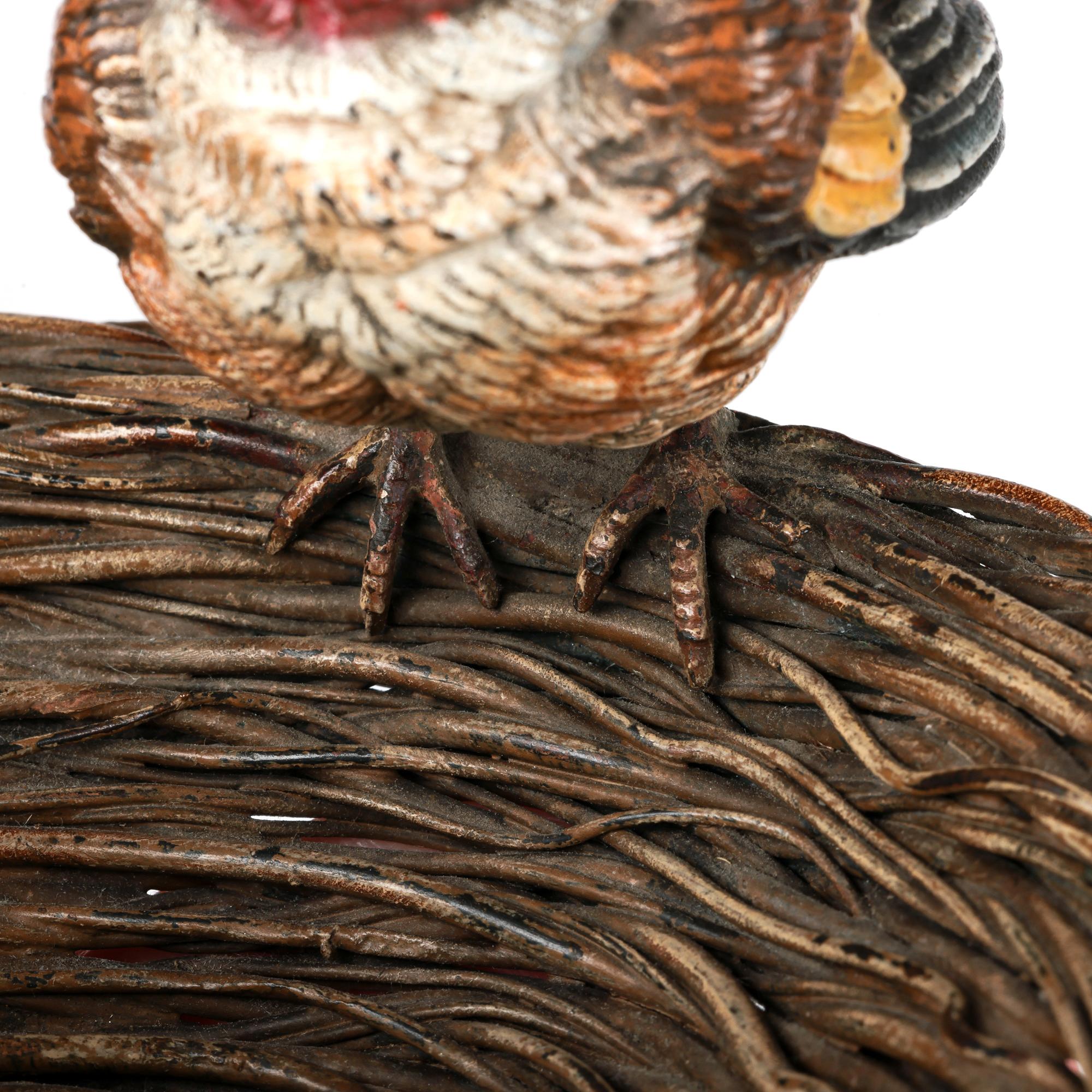 Franz Xavier Bergmann Bronze Cold Painted Bird on Nest Figure Bowl 6