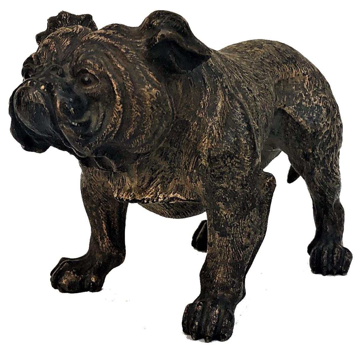 Französischer Bulldogge, Wiener Bronzeskulptur, Ca. 1900, von Xavier Bergmann (Jugendstil) im Angebot