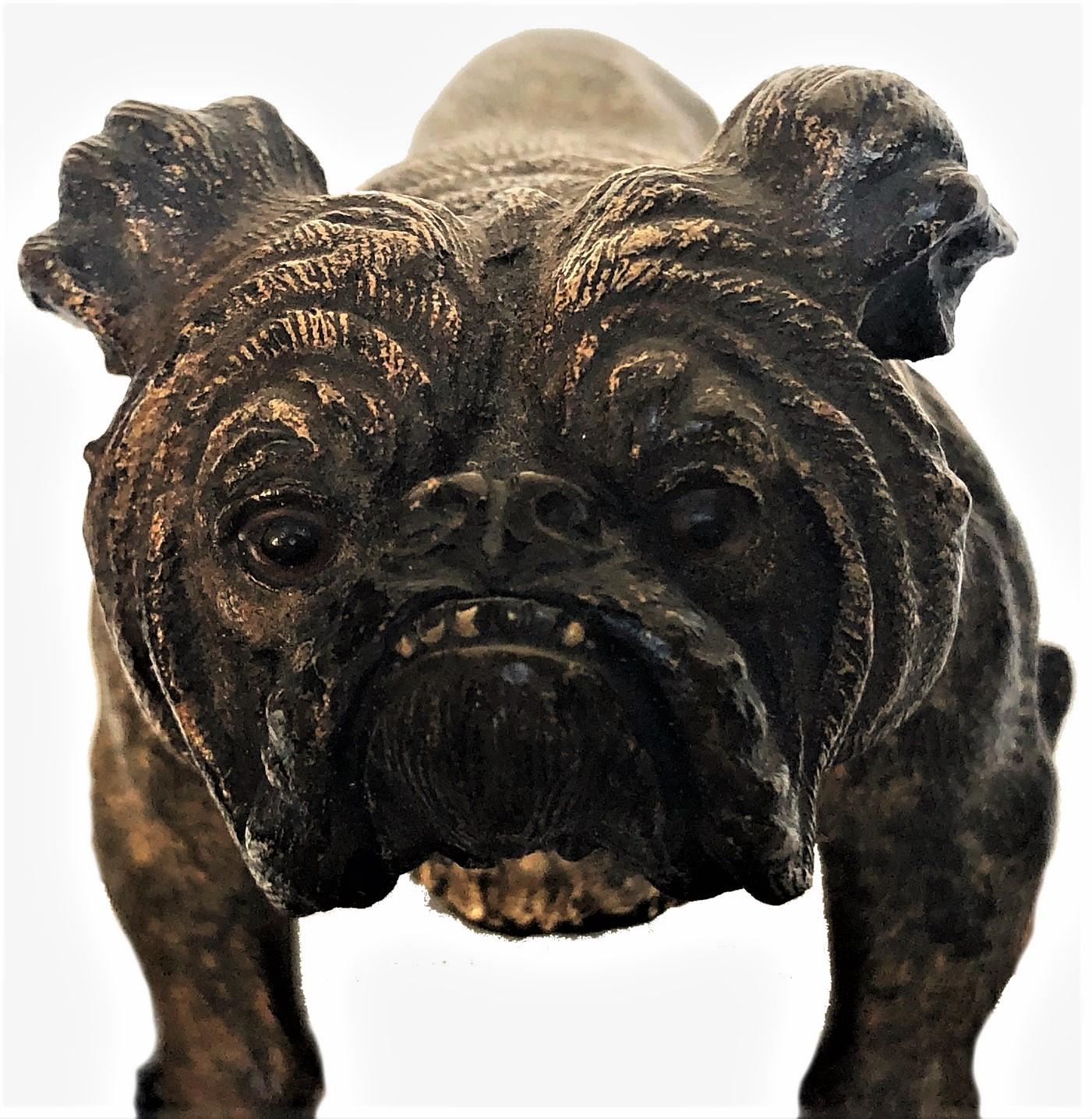 Französischer Bulldogge, Wiener Bronzeskulptur, Ca. 1900, von Xavier Bergmann im Angebot 2