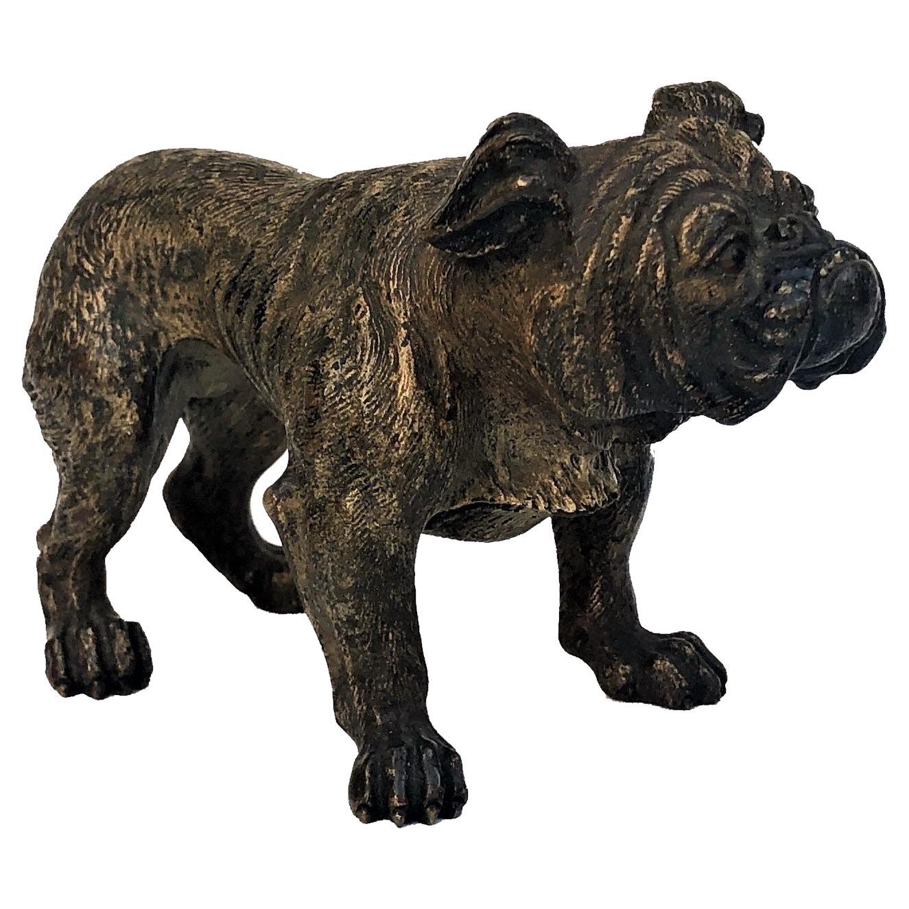 Französischer Bulldogge, Wiener Bronzeskulptur, Ca. 1900, von Xavier Bergmann