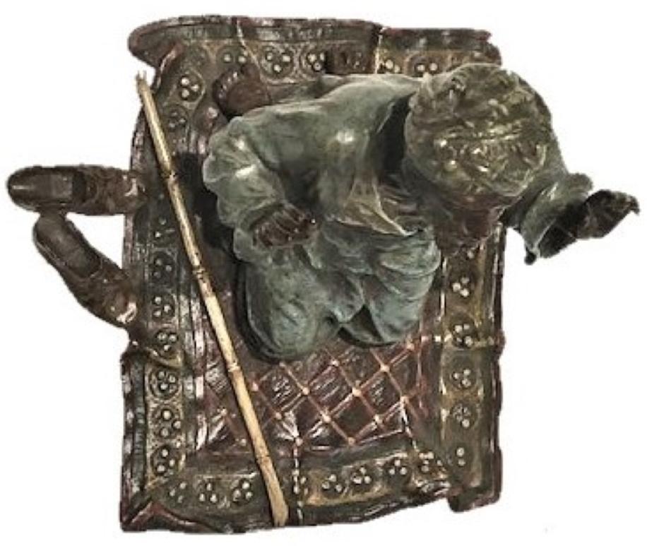 Schreibtisch-Skulptur aus Wiener Bronze von Xavier Bergmann, Göttlicher Mann, um 1900 im Zustand „Gut“ in New York, NY