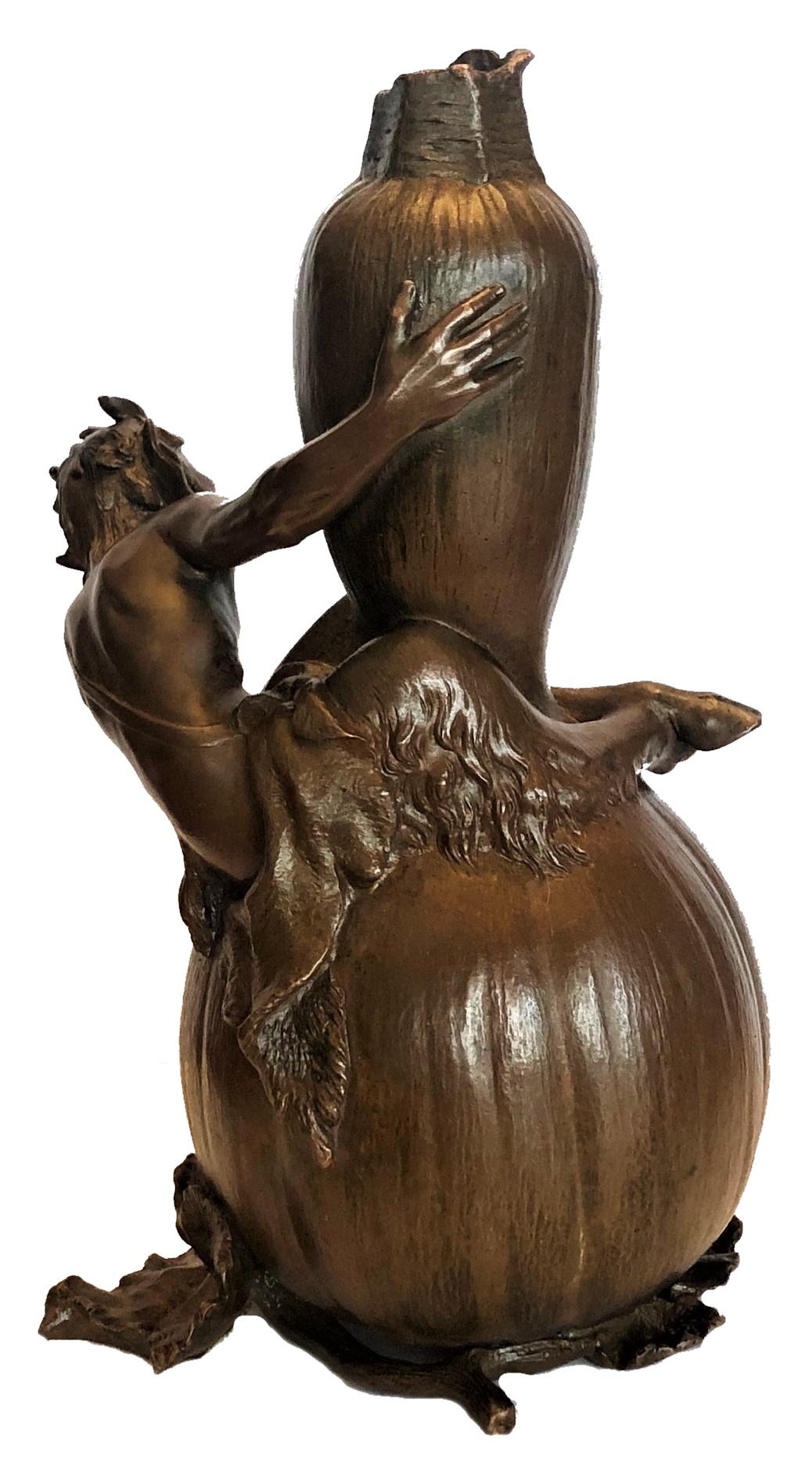 Early 20th Century Franz Xavier Bergmann, Sculptural Bud Vase, Vienna Bronze, circa 1900 For Sale