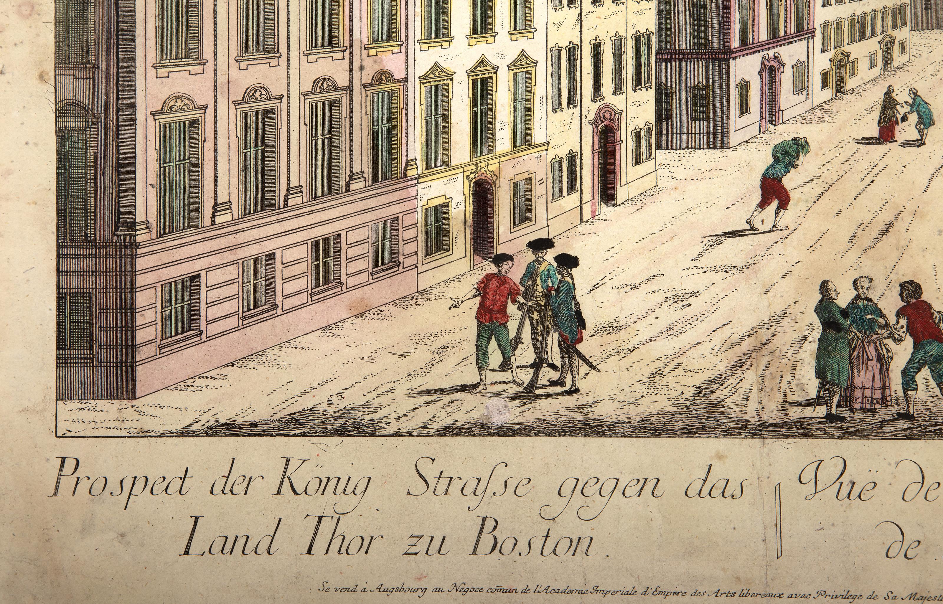 Vue de Boston, handkoloriertes amerikanisches Realismus-Stickerei von Franz Xavier Habermann im Angebot 1