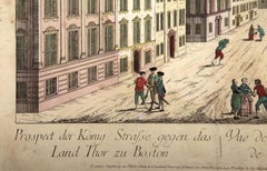 Vue de Boston, Realismo americano Incisione colorata a mano di Franz Xavier Habermann