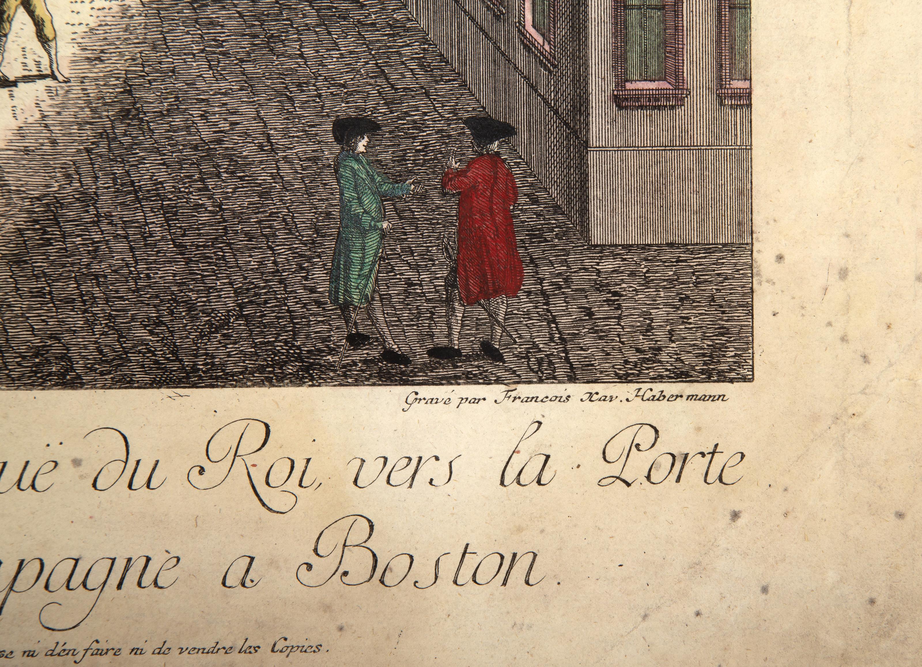 Vue de Boston, handkoloriertes amerikanisches Realismus-Stickerei von Franz Xavier Habermann im Angebot 3