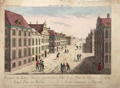 Antique Vue de Boston, American Realist Hand colored engraving by Franz Xavier Habermann