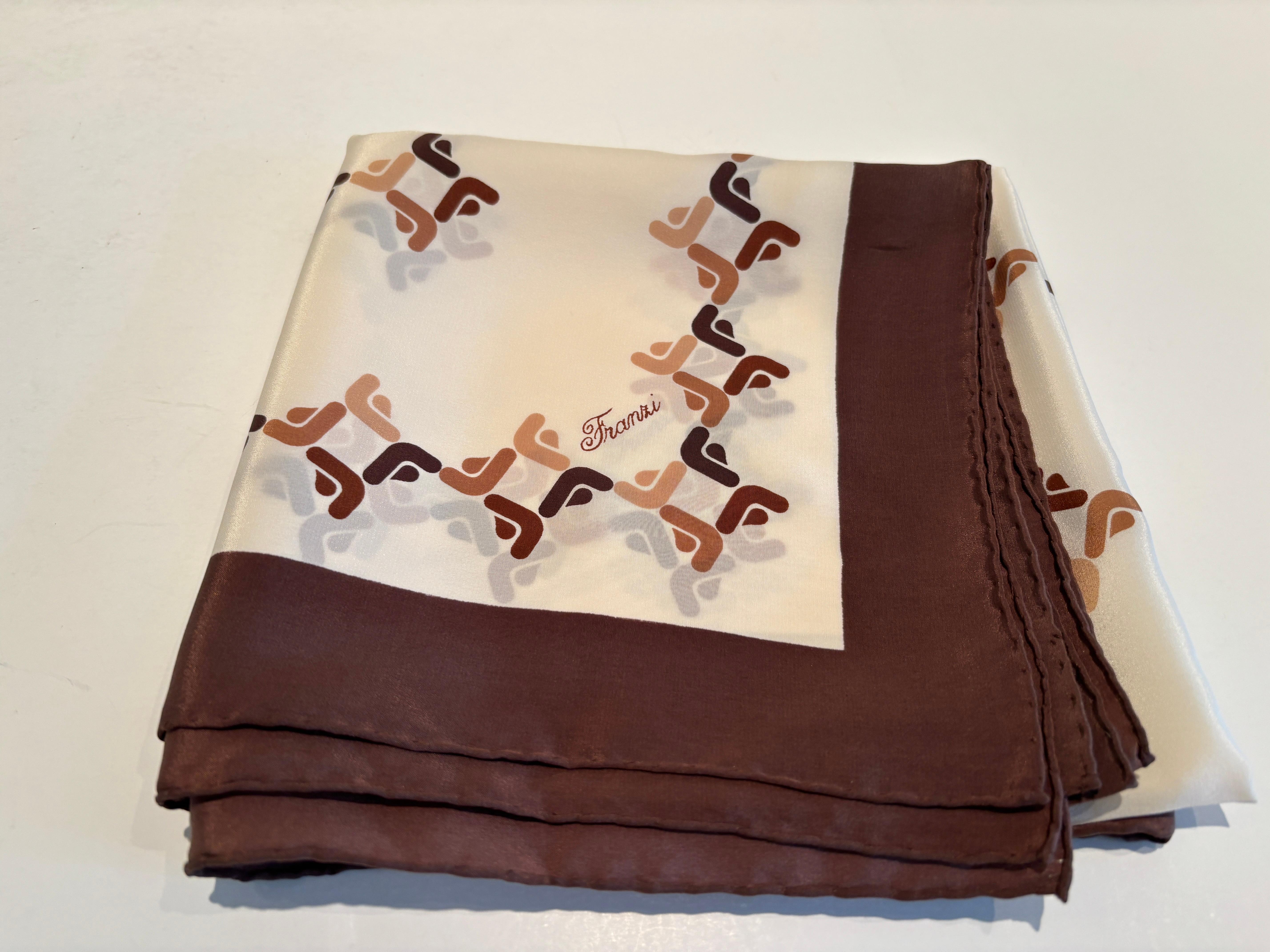 Franzi Silk Scarf Brown and White 1970s For Sale 5
