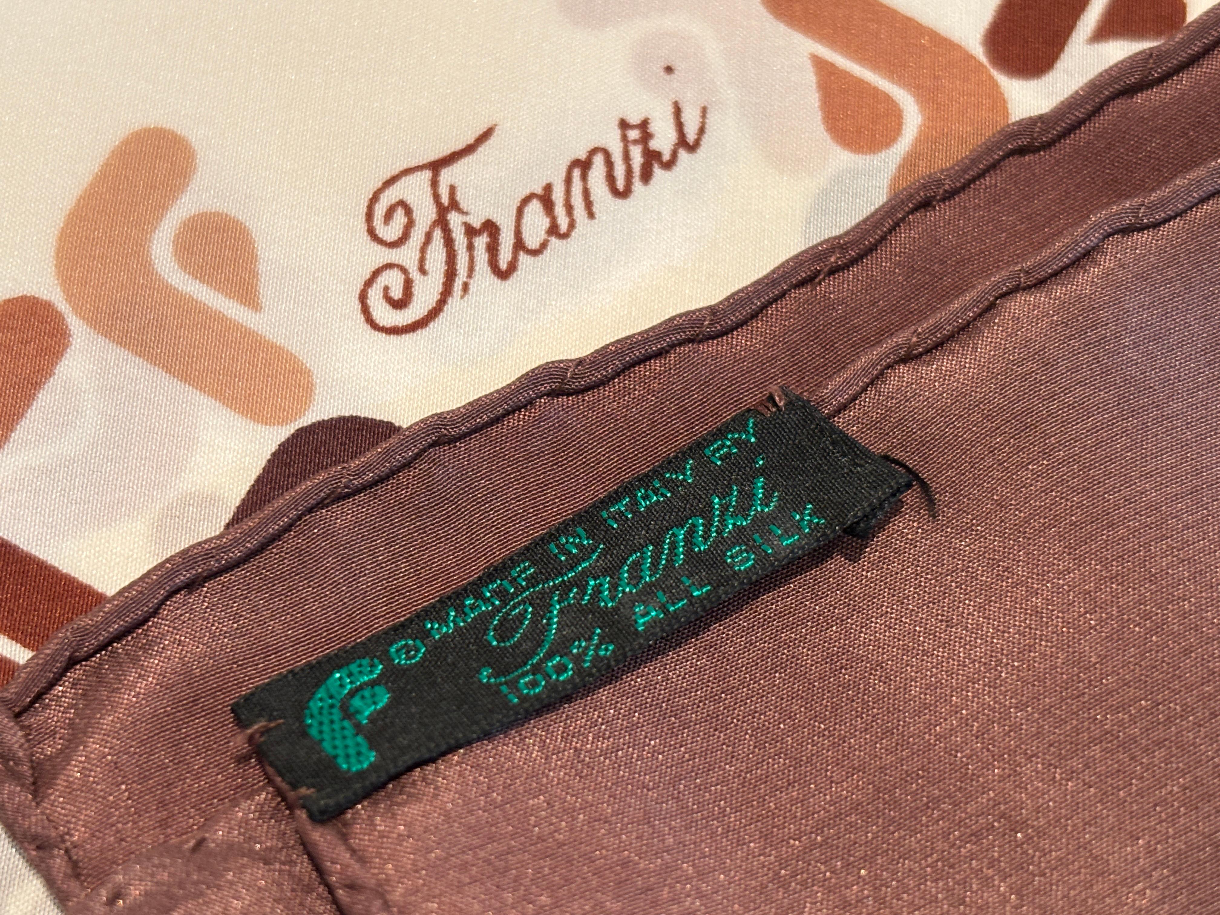 Franzi Silk Scarf Brown and White 1970s For Sale 7