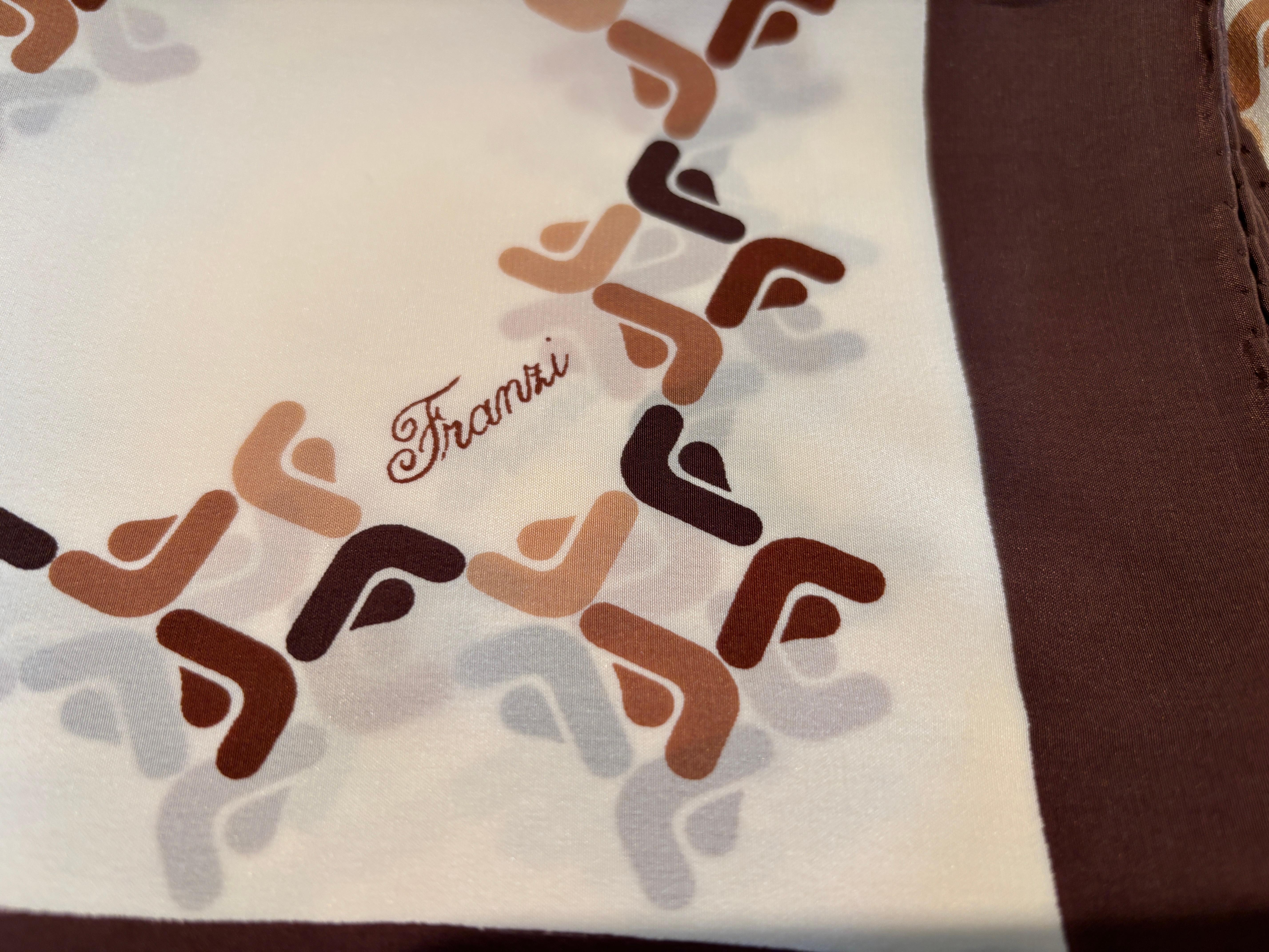 Franzi Silk Scarf Brown and White 1970s For Sale 9