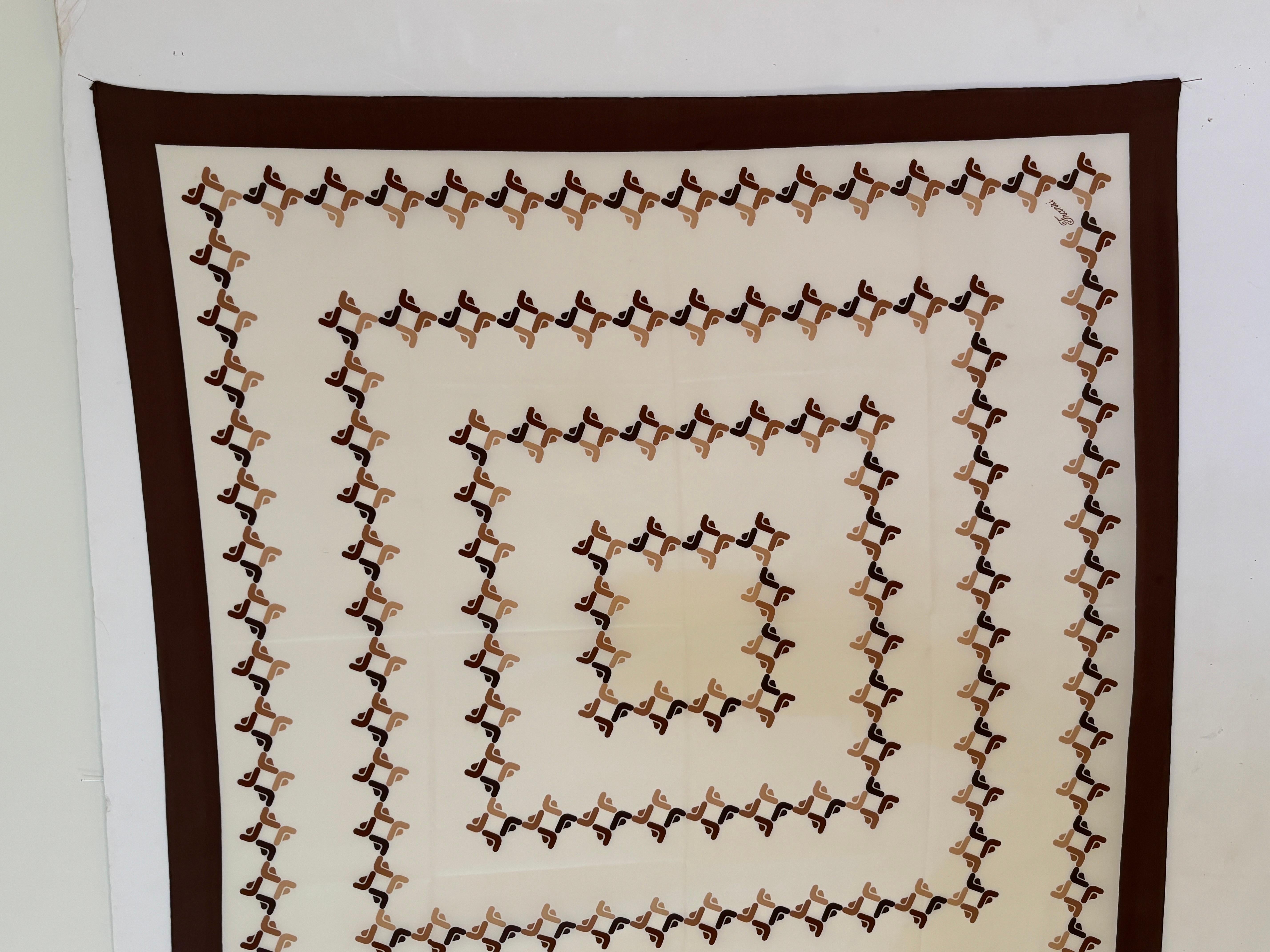 Franzi Silk Scarf Brown and White 1970s For Sale 13