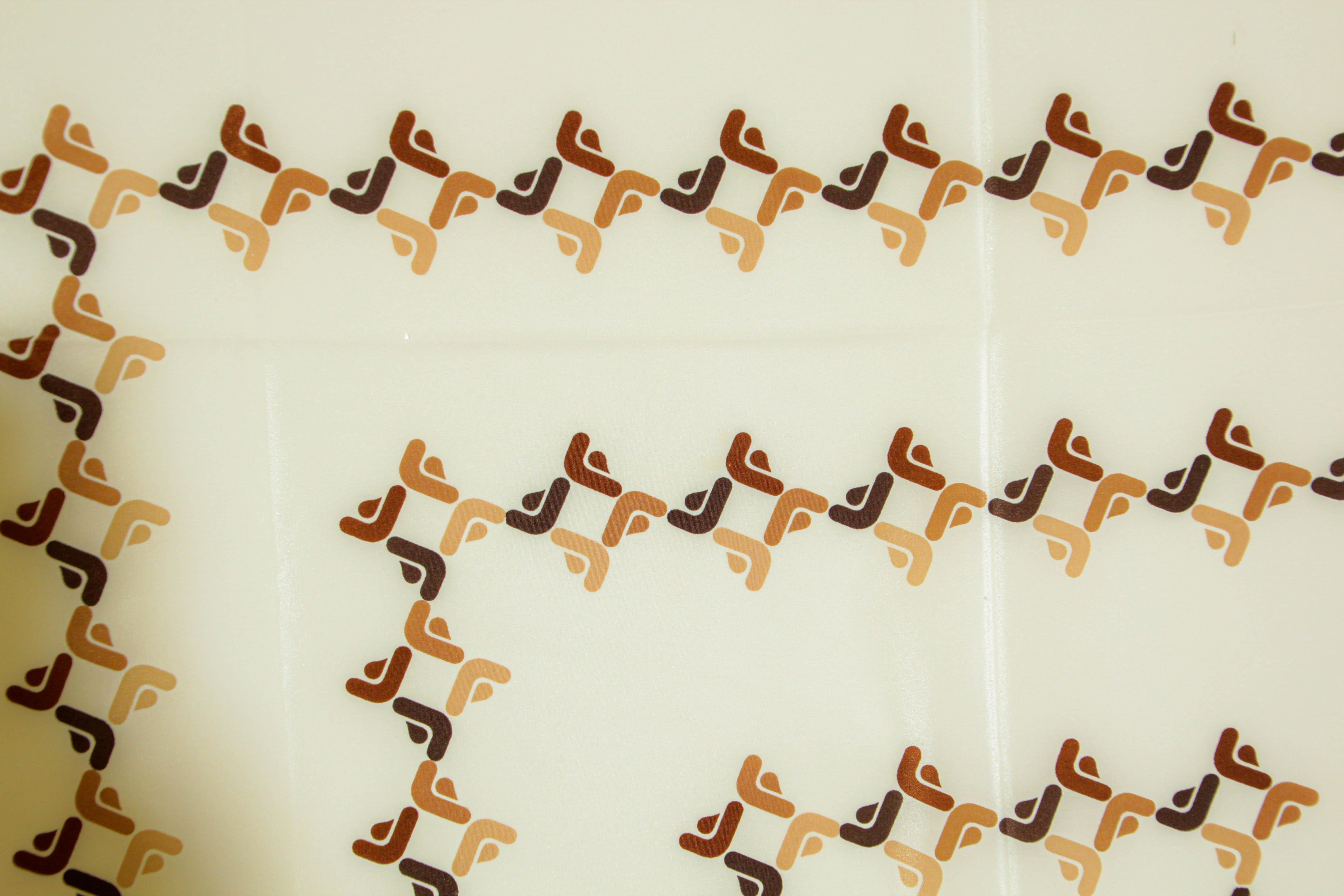 Beige Franzi Silk Scarf Brown and White 1970s For Sale