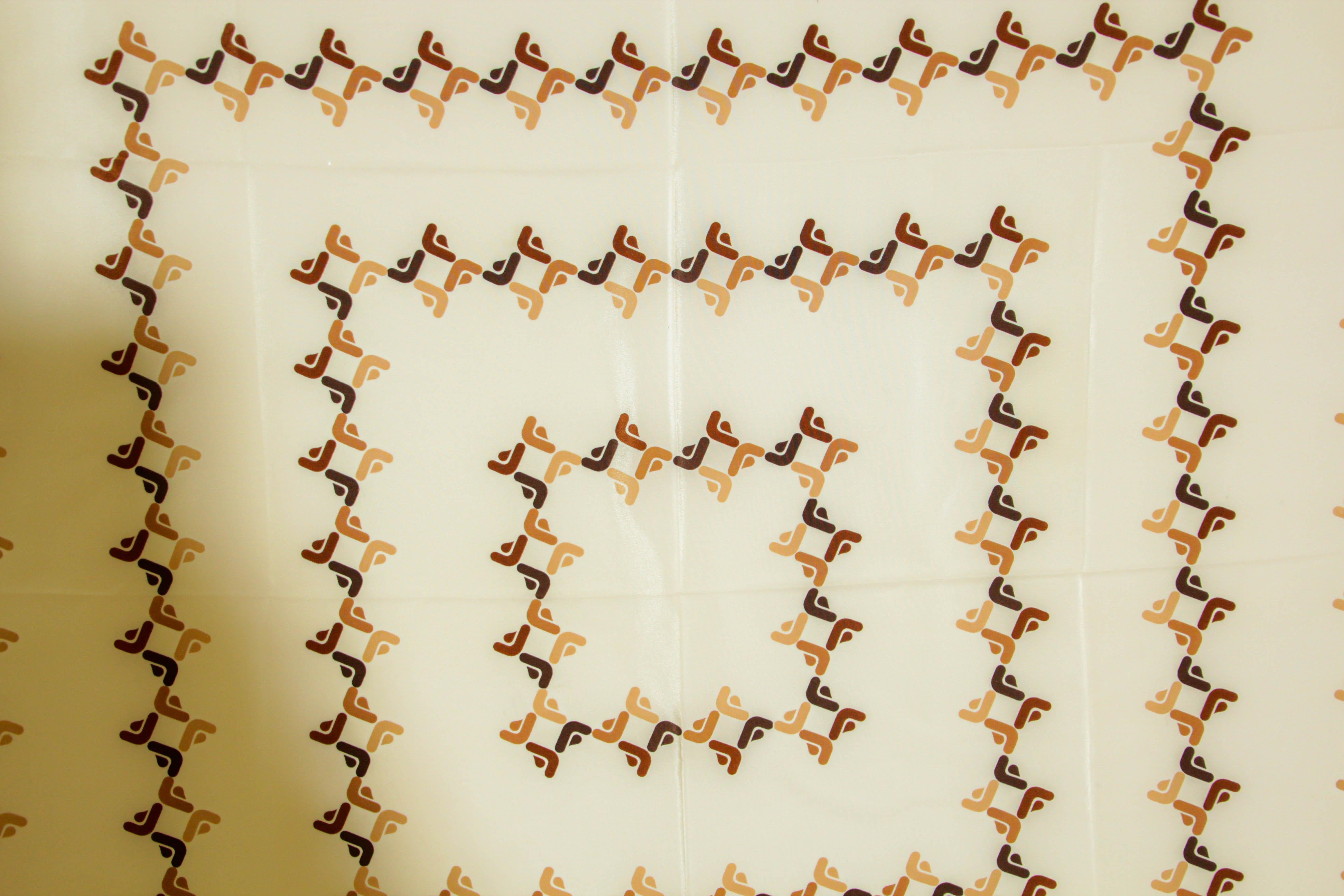 Franzi Silk Scarf Brown and White 1970s In Good Condition For Sale In North Hollywood, CA