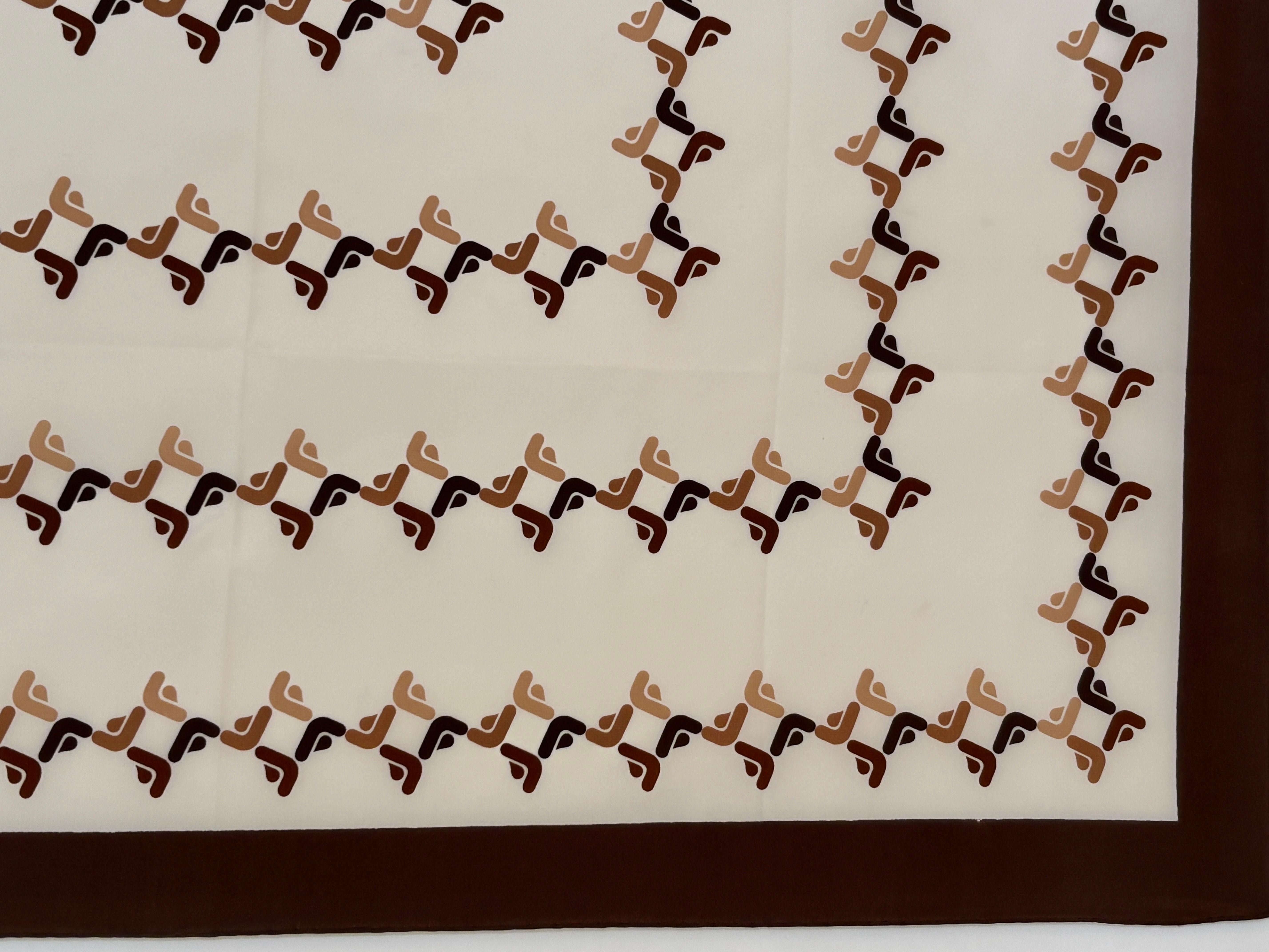 Franzi Silk Scarf Brown and White 1970s For Sale 3