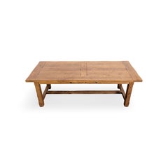 Table à manger française de 220 cm, table d'auberge des années 1950, table rustique ancienne