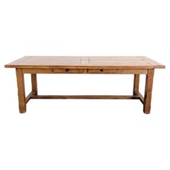Table à manger française de 220 cm, table d'auberge des années 1950, table rustique ancienne