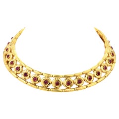 Fraone Milano Vintage Ruby 18k Yellow Gold Collar Choker Cuff Necklace