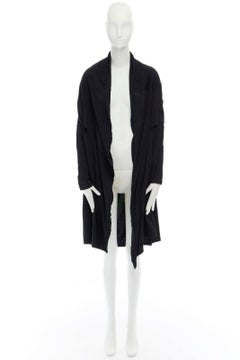 FRAPBOIS JAPAN black cotton long length draped cardigan jacket JP1 S