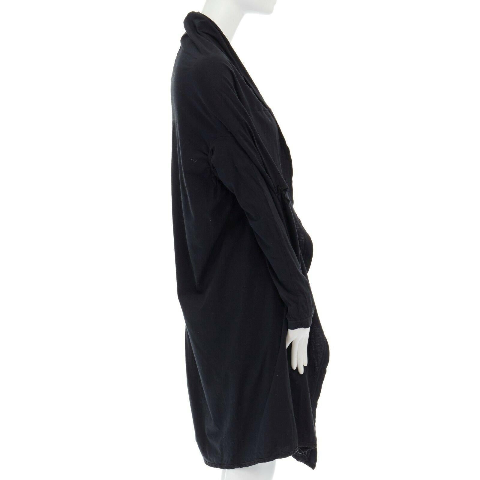 FRAPBOIS JAPAN black cotton long length draped cardigan jacket JP1 S In Fair Condition In Hong Kong, NT