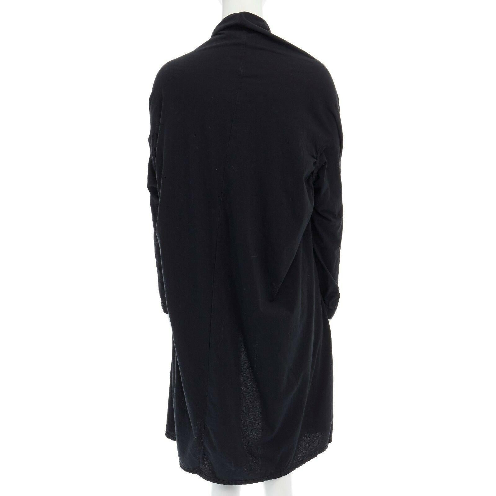 Women's FRAPBOIS JAPAN black cotton long length draped cardigan jacket JP1 S