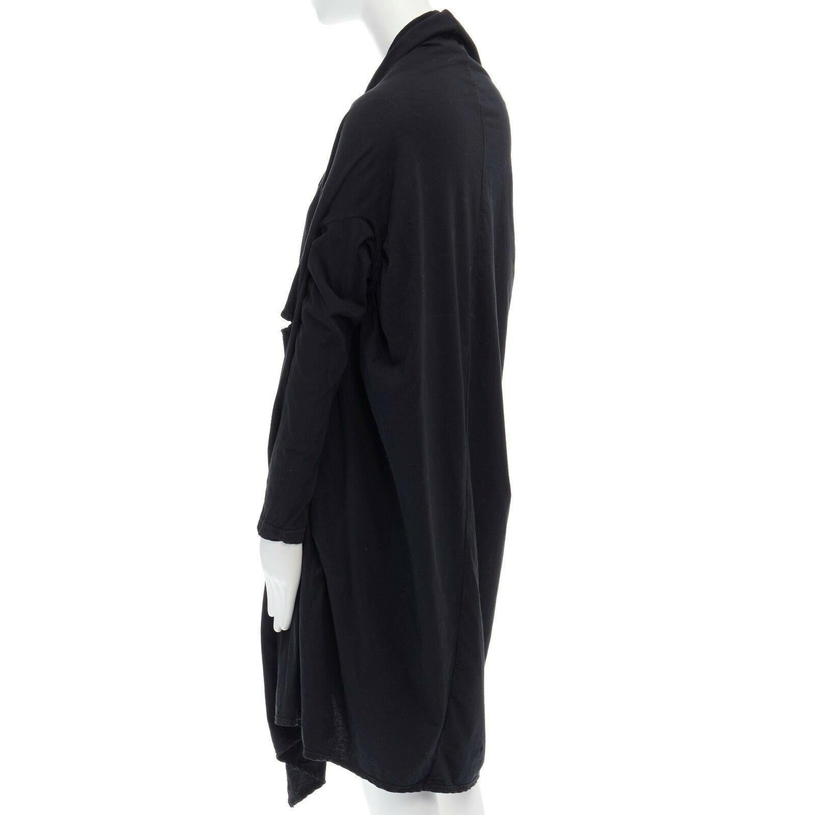 FRAPBOIS JAPAN black cotton long length draped cardigan jacket JP1 S 1