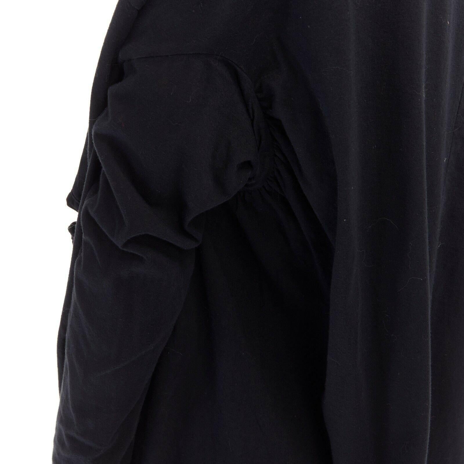 FRAPBOIS JAPAN black cotton long length draped cardigan jacket JP1 S 2