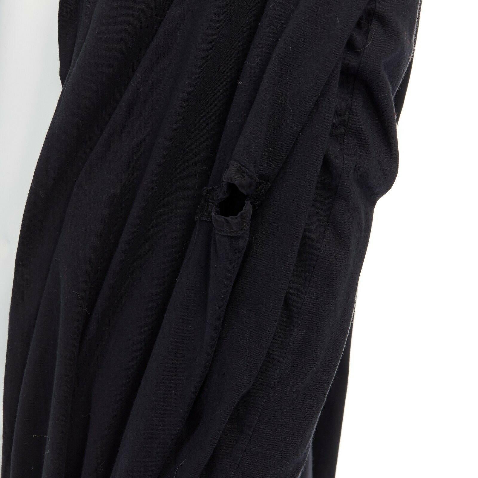 FRAPBOIS JAPAN black cotton long length draped cardigan jacket JP1 S 3