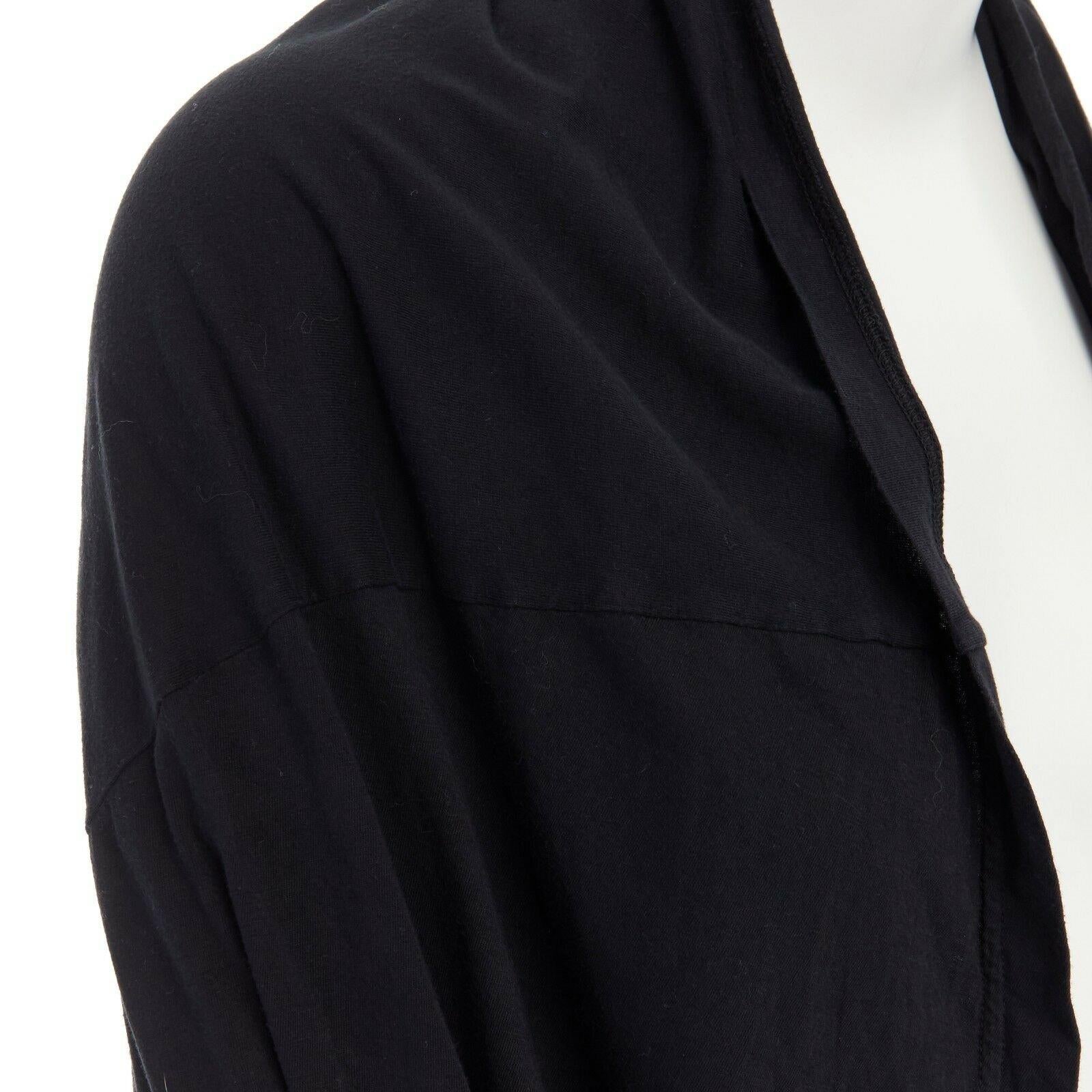 FRAPBOIS JAPAN black cotton long length draped cardigan jacket JP1 S 4