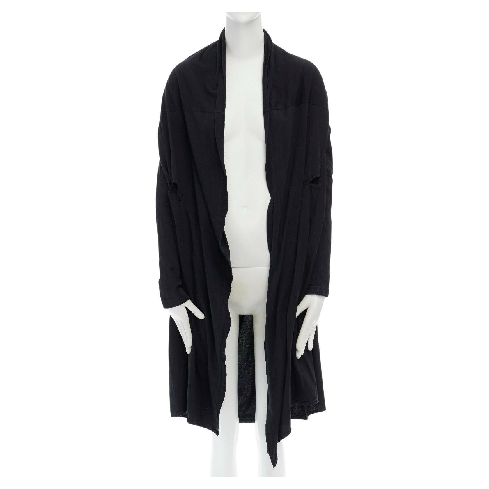 FRAPBOIS JAPAN black cotton long length draped cardigan jacket JP1 S