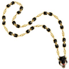 Frascarolo Black Enamel and Diamond Panther Necklace