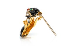 Frascarolo Black Enamel Cat Brooch