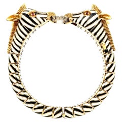 Pulsera doble cebra Frascarolo de oro amarillo de 18 quilates con esmalte de diamantes
