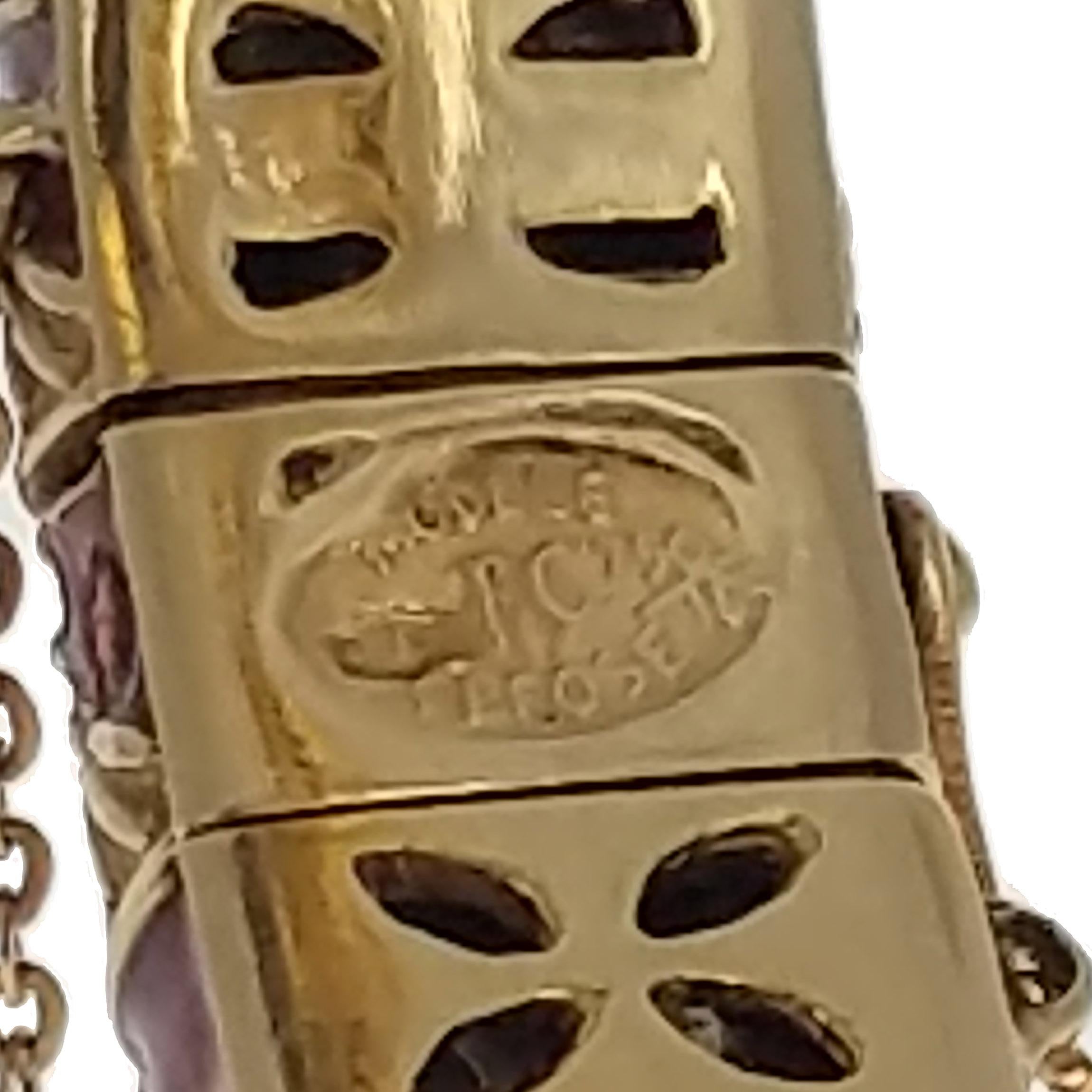Women's or Men's Frascarolo 1960's Italian Enamel Gold Bangle Bracelet