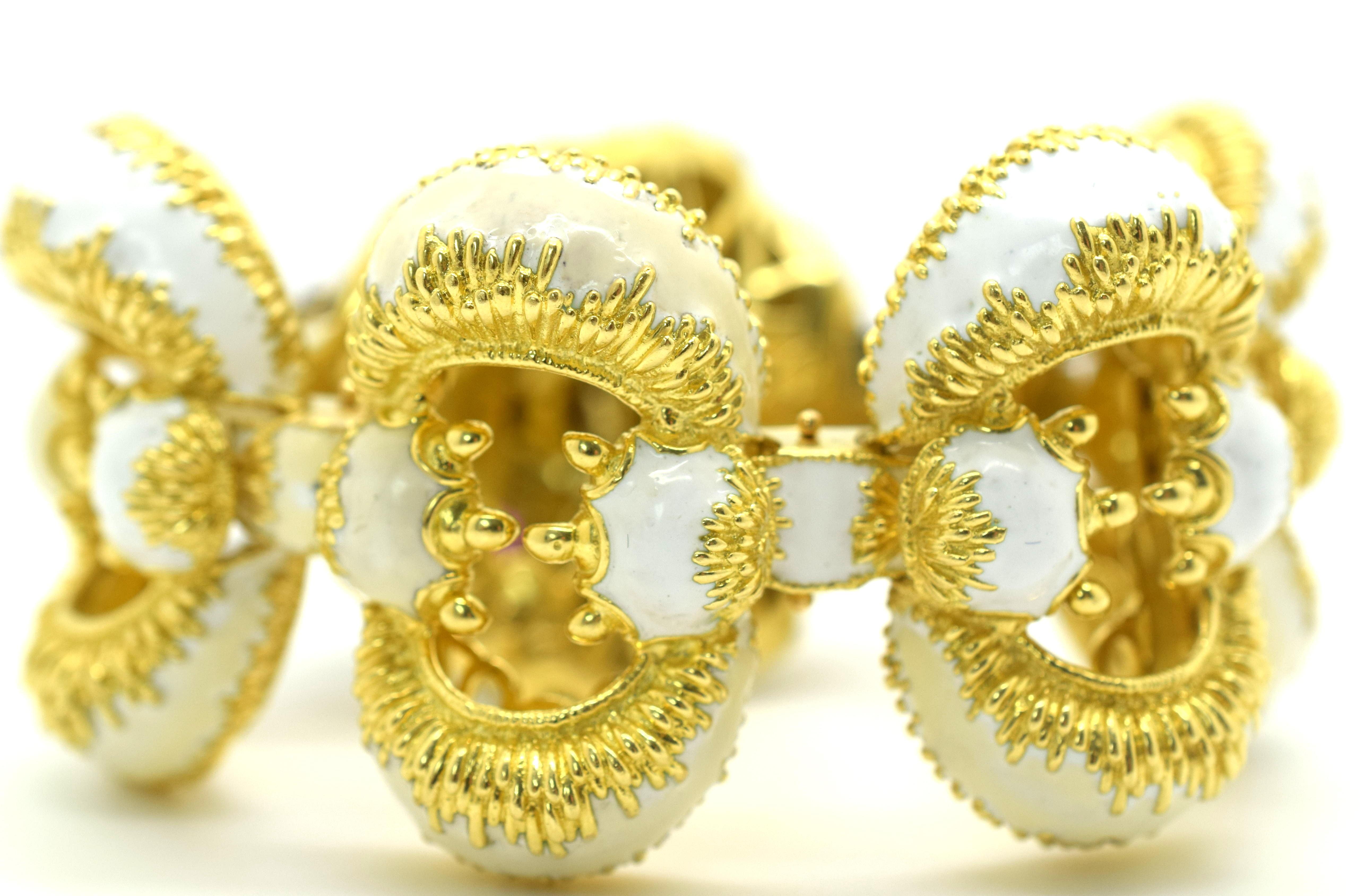 Retro Frascarolo Enamel Diamond Ruby Gold Lion Bracelet