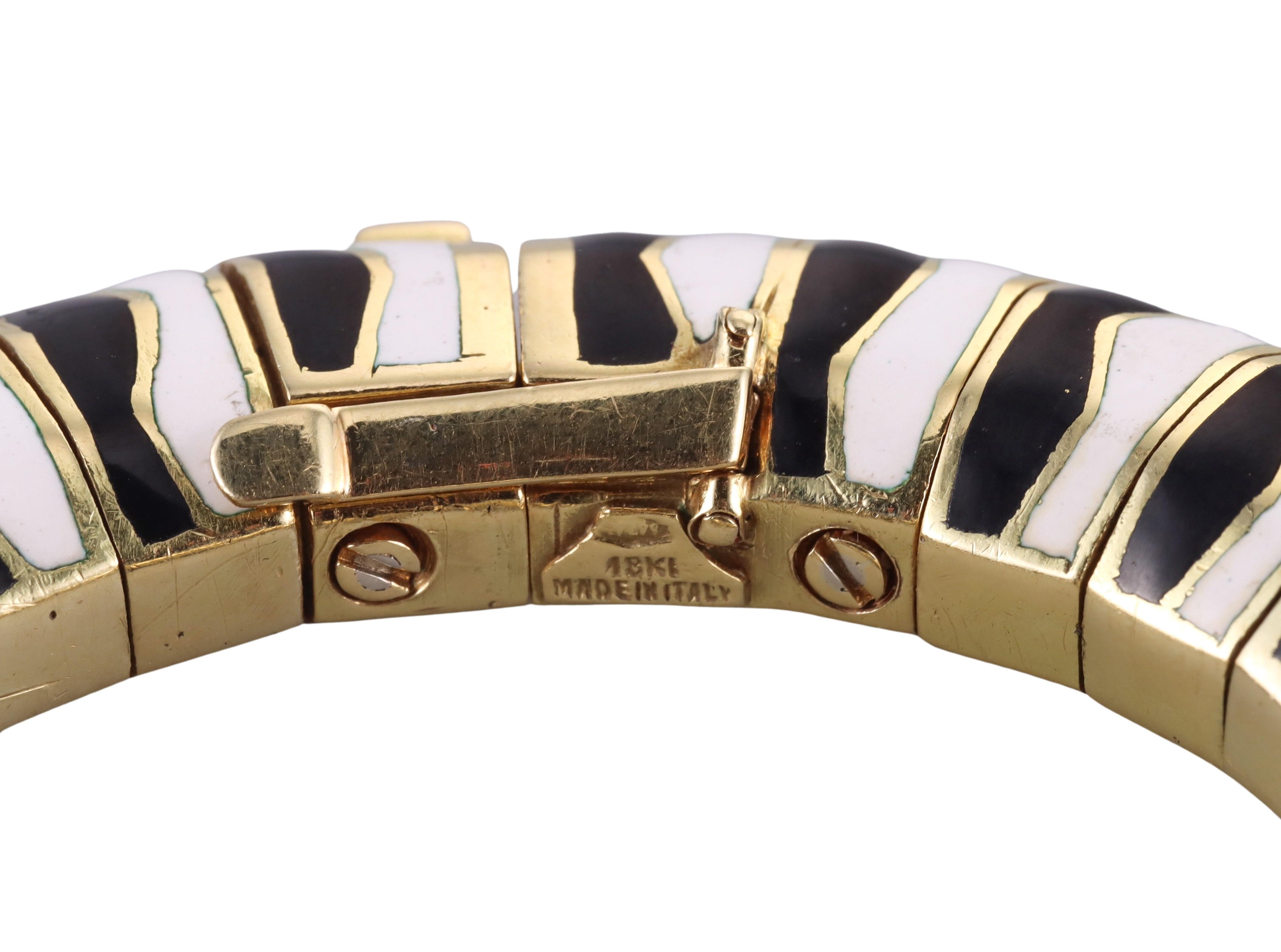 Women's Frascarolo Enamel Diamond Ruby Gold Zebra Bracelet For Sale