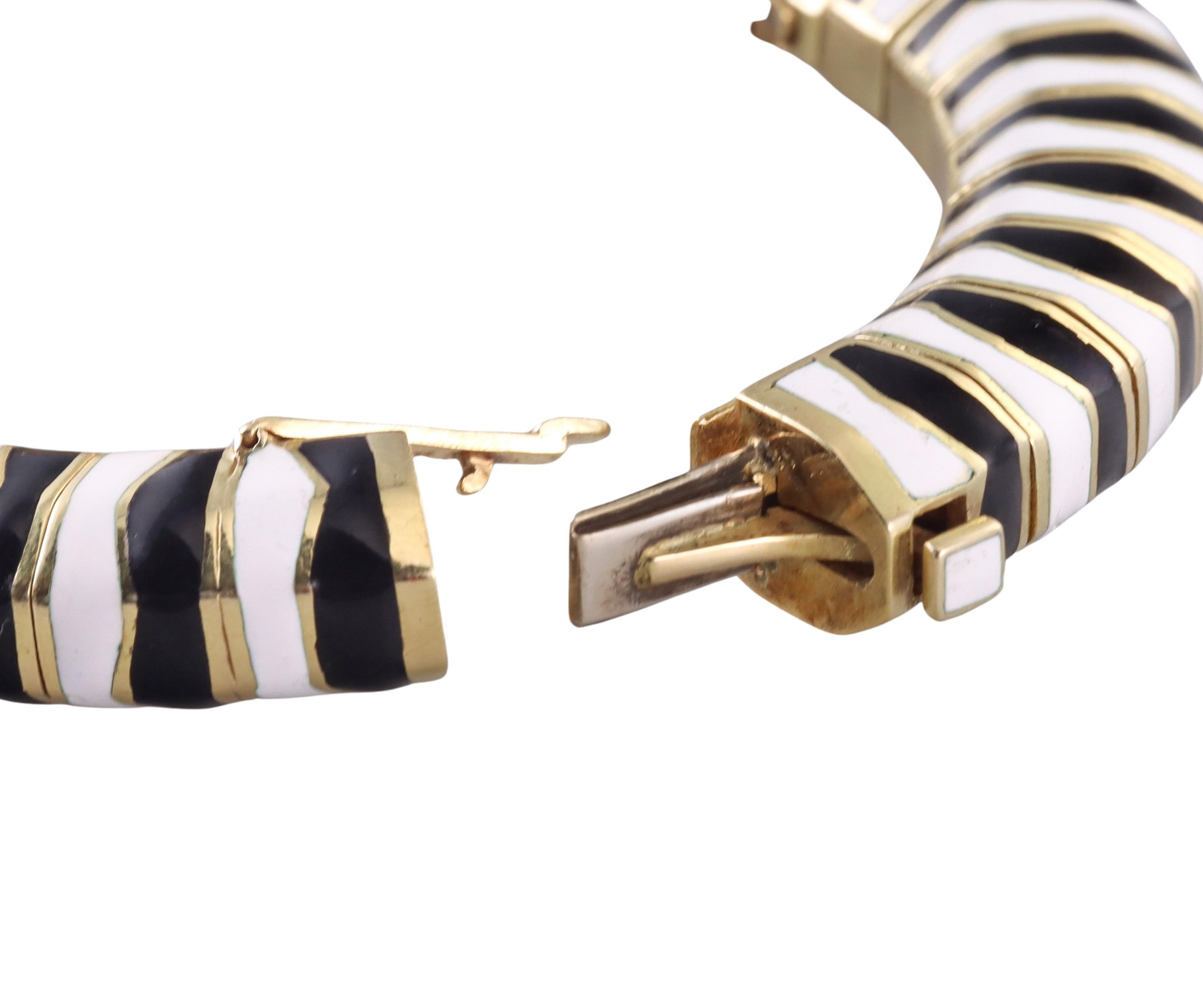 Frascarolo Emaille-Diamant-Rubin-Gold-Zebra-Armband im Angebot 2