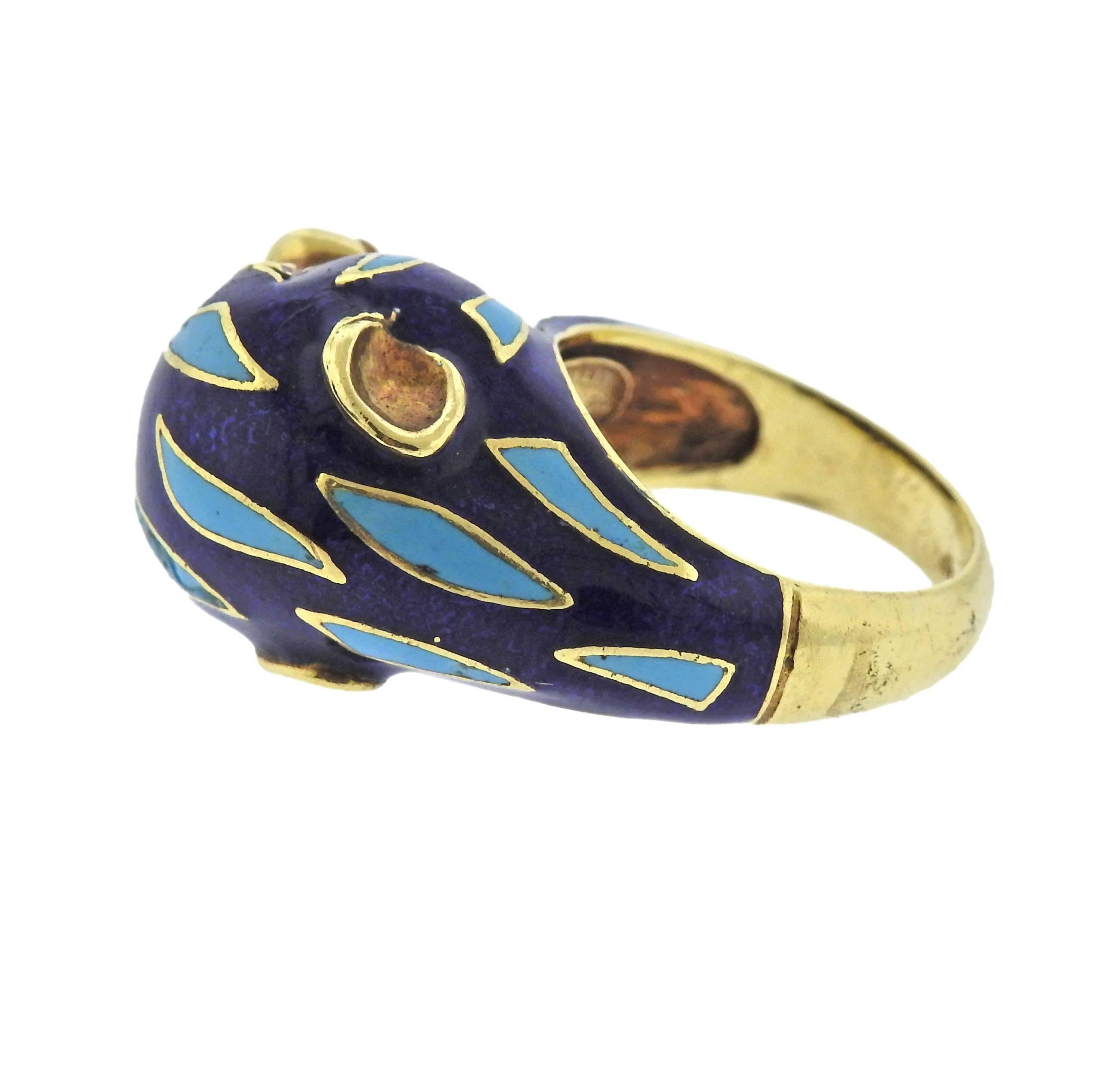 Women's Frascarolo Enamel Gold Animal Motif Ring