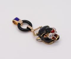 Frascarolo Enameled Convertible Panther Pendant Brooch 18Kt Gold 3.02 Ct Diamond