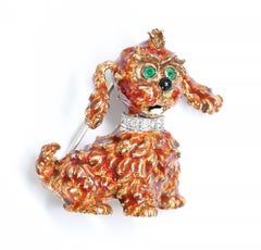 Frascarolo Gold and Enamel Dog Brooch