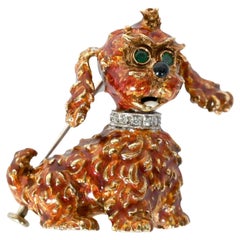 Retro Frascarolo Gold and Enamel Dog Brooch