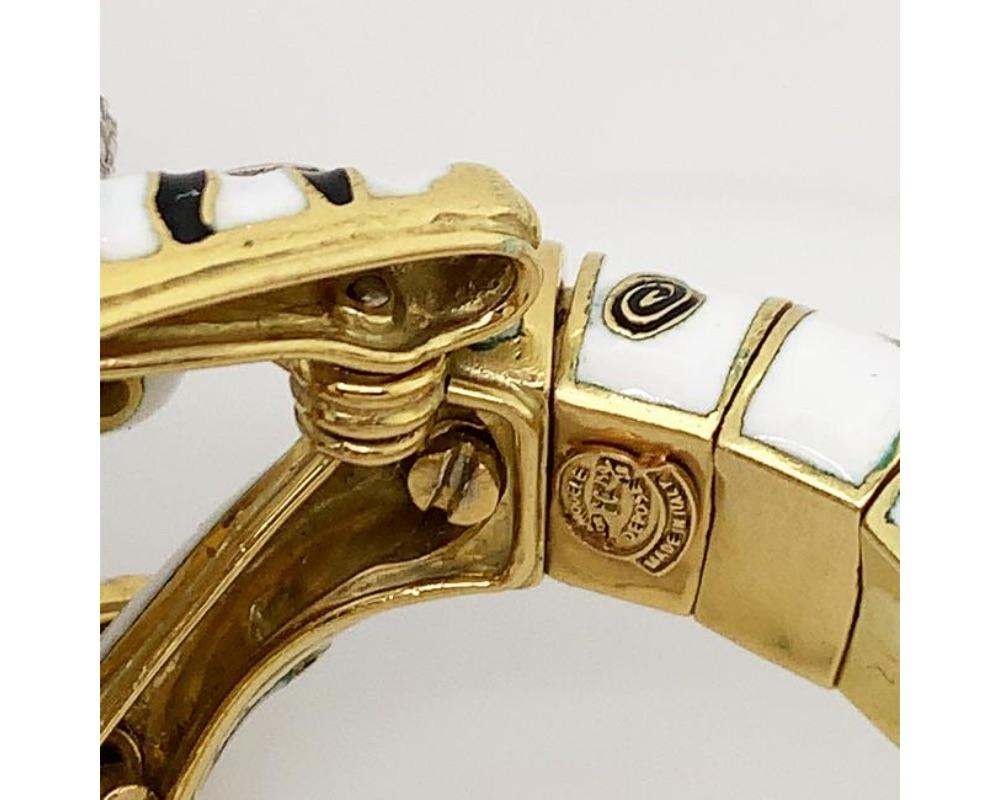 Frascarolo Gold Diamond Enamel Tiger Cuff Bracelet In Excellent Condition For Sale In New York, NY