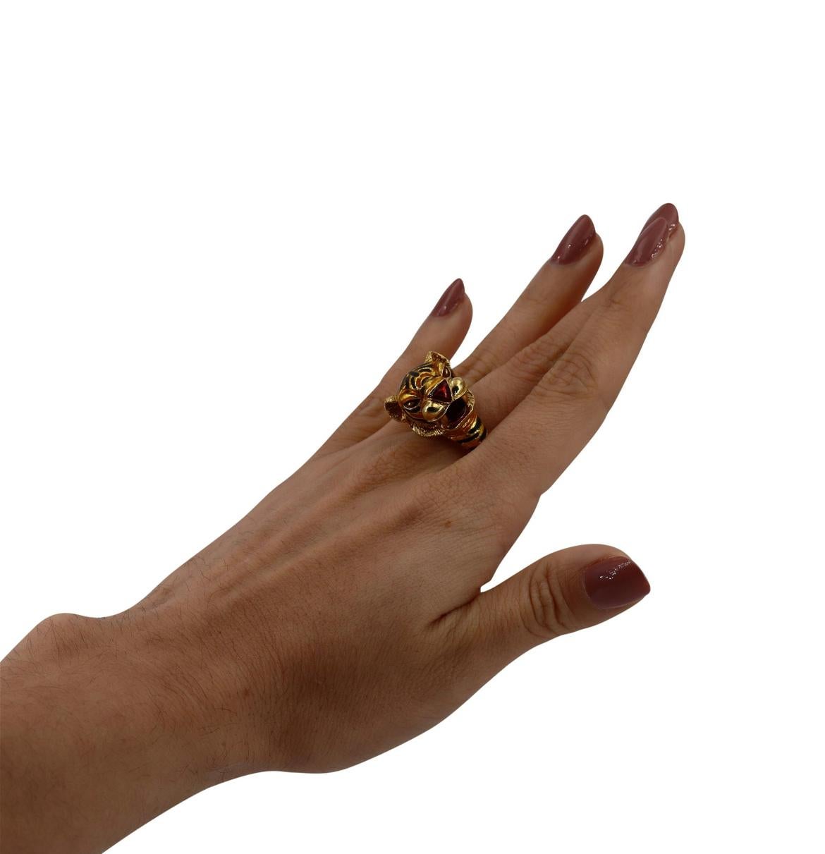 Women's Frascarolo Italy Enamel Gold Panther Ring